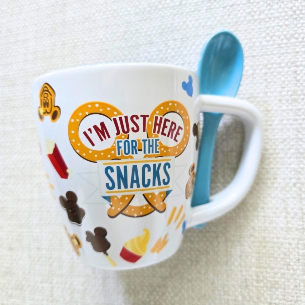 Mickey Mouse Disney Parks Treats I’m Just Here for the Snacks Mug with Spoon